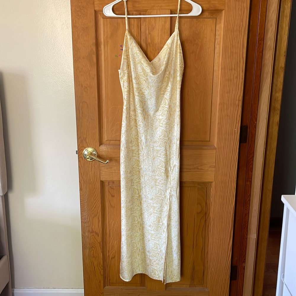 Slip Maxi Dress in Pale Yellow Floral - Women